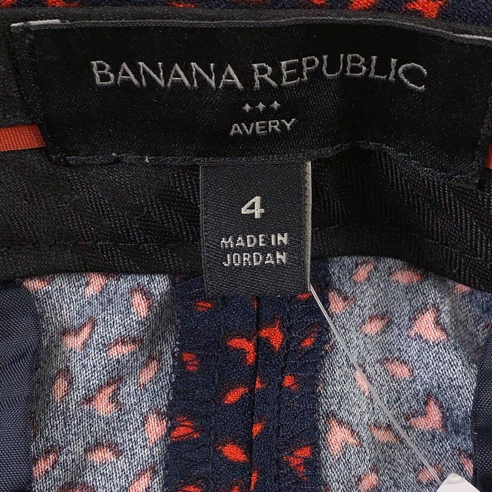 Banana Republic Womens Avery Ankle Length Cropped Pants Blue Red Mid Rise 4 New - Picture 7 of 10